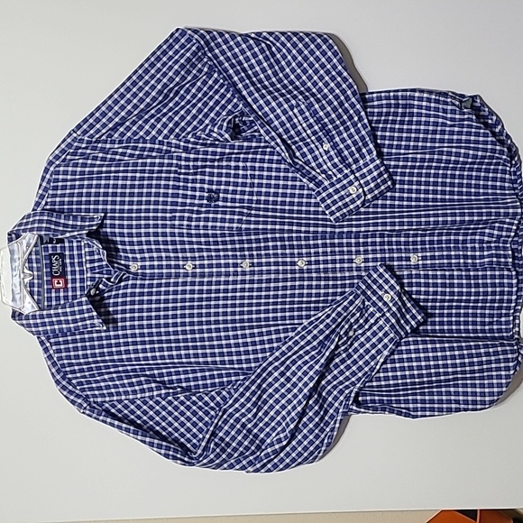 CHAPS Blue & White Checkered Button Down Long Sleeve Shirt - Size XL - Picture 1 of 16